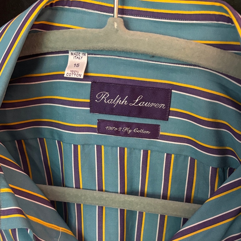 Ralph Lauren Blue and Yellow Striped Dress Shirt